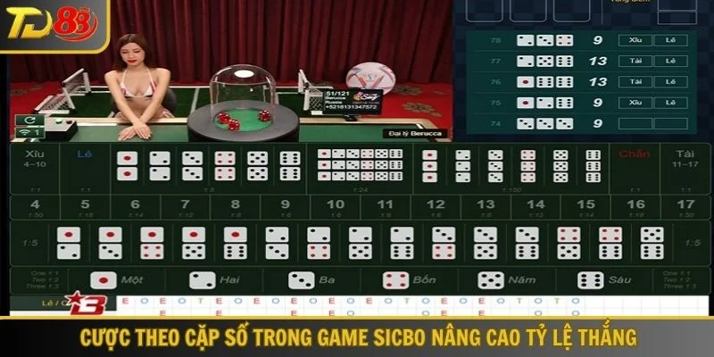 Cược theo cặp số trong game Sicbo nâng cao tỷ lệ thắng