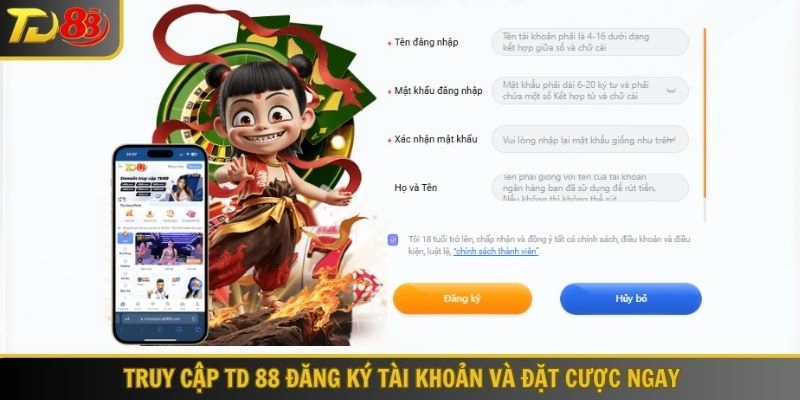 Truy cập TD 88 đăng ký tài khoản và đặt cược ngay